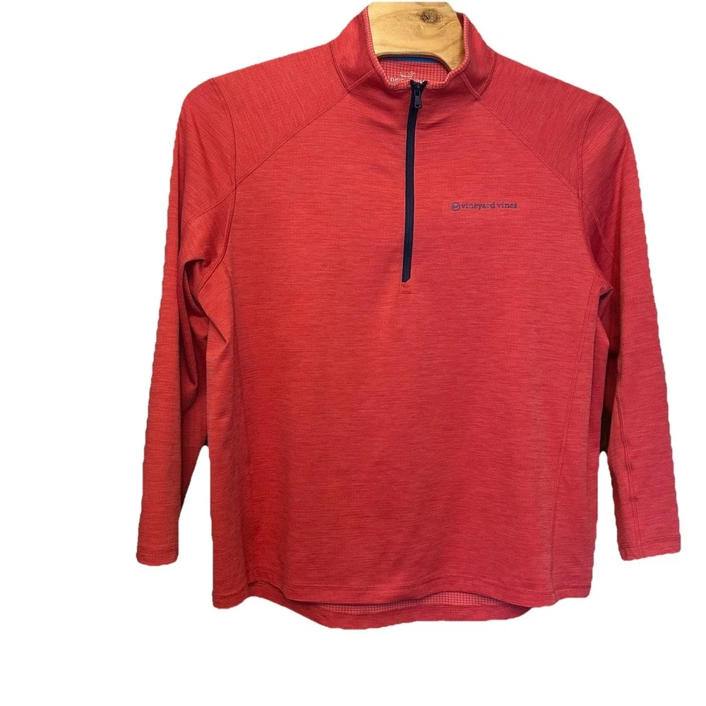 Vineyard Vines Performance Men 2XL Long Sleeve Quarter 1/4 Zip Pullover Pink Red